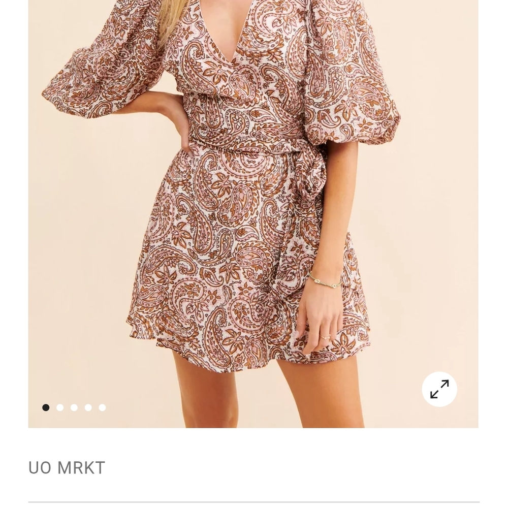 Paisley Print Dress - Brown and Cream